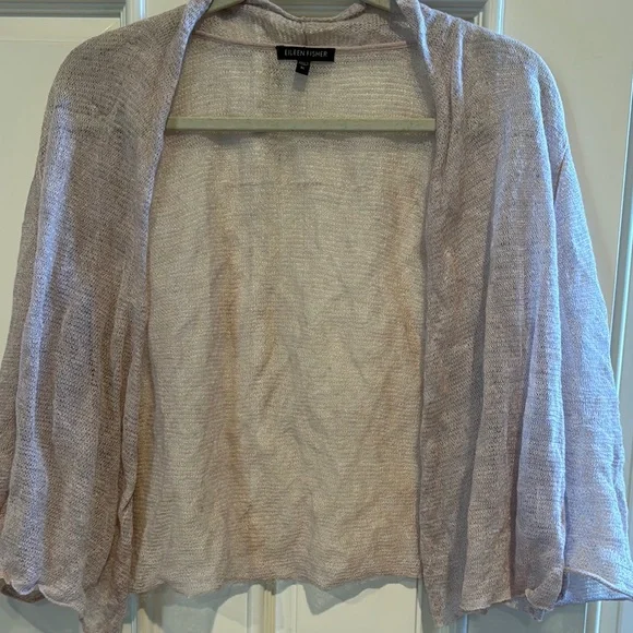 Eileen Fisher Women's Soft Pink Open-Front Shrug - Picture 2 of 8